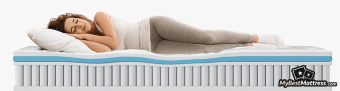 Sweetnight mattress review: a woman laying on the side.