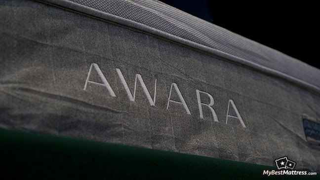Awara Mattress Review: Awara mattress side logo. Awara Mattress Review: Awara mattress side logo.