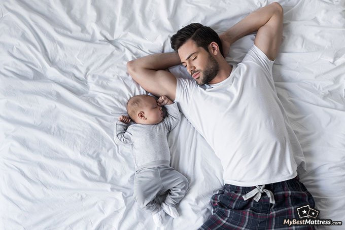 Stages of sleep: baby and dad sleep
