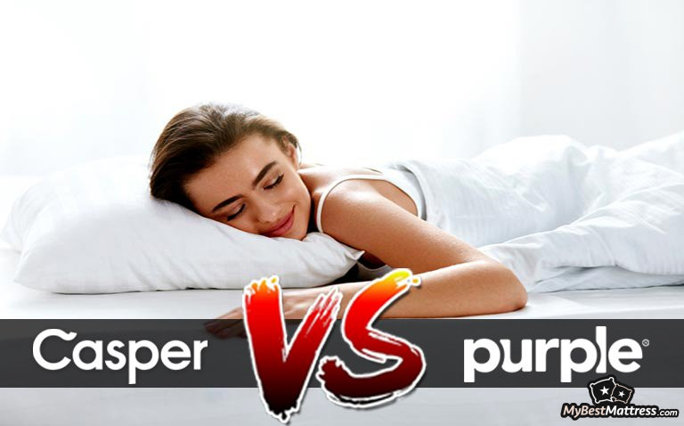 Casper VS Purple: a girl lying in bed. Casper VS Purple: a girl lying in bed.