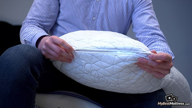 Coop Home Goods pillow review: removing the cover from the pillow.