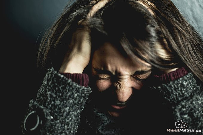 Morning anxiety: woman panicking. Morning anxiety: woman panicking.