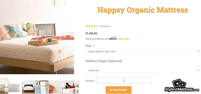 Happsy mattress review: Happsy mattress page.