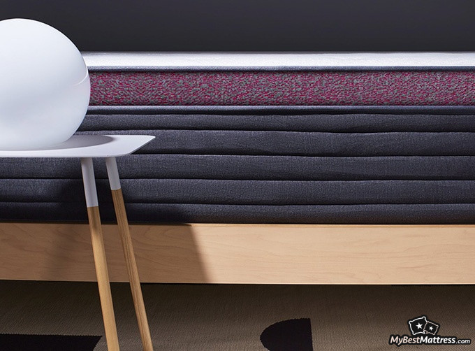 Helix Luxe mattress reviews: side view of Dusk Luxe mattress