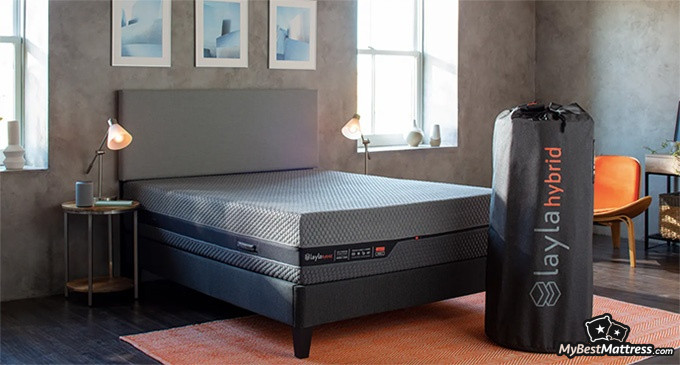 Layla Hybrid mattress review: room with the mattress and box Layla Hybrid mattress review: room with the mattress and box