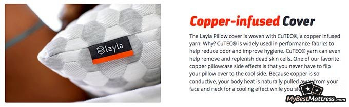 Layla pillow review: copper-infused cover.