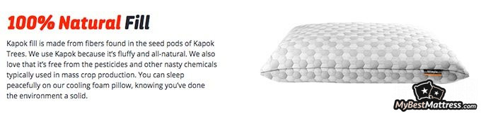 Layla pillow review: natural pillow fill.