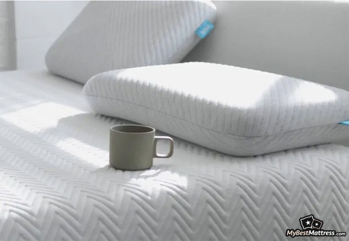 Leesa Hybrid Mattress Review: cup placed on a leesa mattress. Leesa Hybrid Mattress Review: cup placed on a leesa mattress.