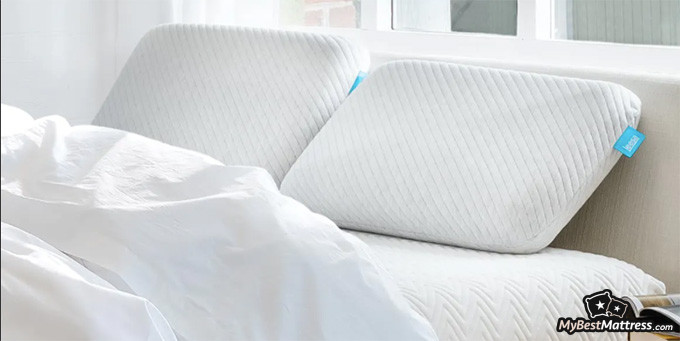Leesa Hybrid Mattress Review: mattress with pillows, covered with a bed sheet. Leesa Hybrid Mattress Review: mattress with pillows, covered with a bed sheet.