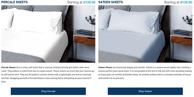 Molecule sheets review: percale and sateen options. Molecule sheets review: percale and sateen options.