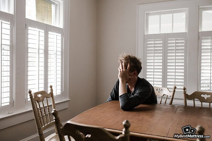 Morning anxiety: anxious man. Morning anxiety: anxious man.