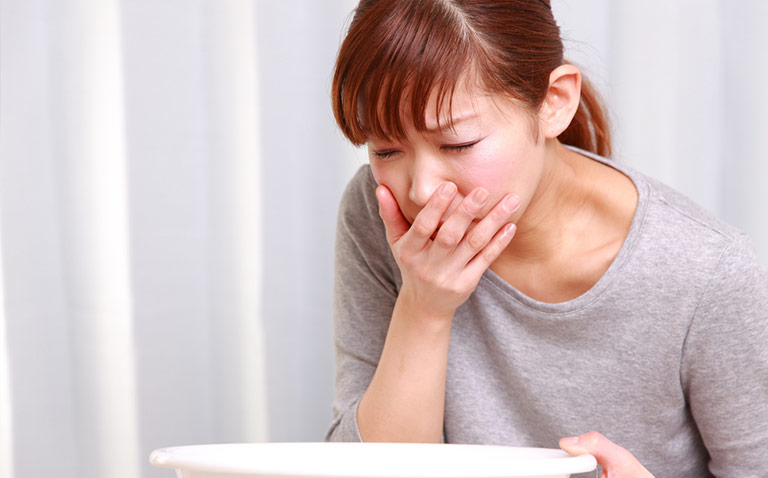 Nausea in the morning: woman feeling sick. Nausea in the morning: woman feeling sick.
