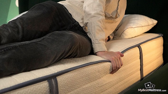 My Green Mattress Reviews: testing the edge support. My Green Mattress Reviews: testing the edge support.