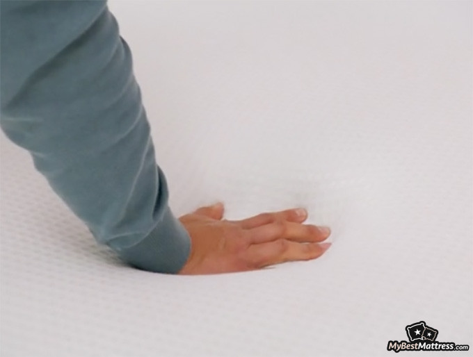 Nectar Premier Mattress Reviews: firmness demonstration.