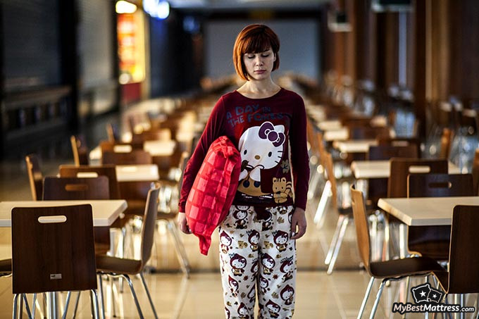 Night terrors in adults: a woman sleepwalking.