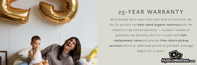 Saatva Latex Hybrid Review: 25-year warranty.