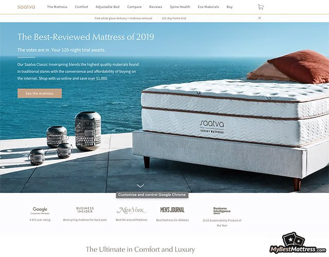 Saatva Lineal adjustable bed review: homepage Saatva Lineal adjustable bed review: homepage