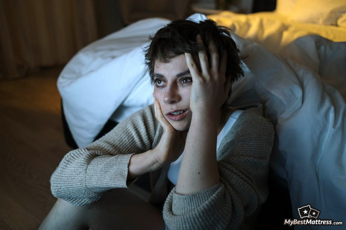 Sleep hallucinations: frazzled female at night Sleep hallucinations: frazzled female at night