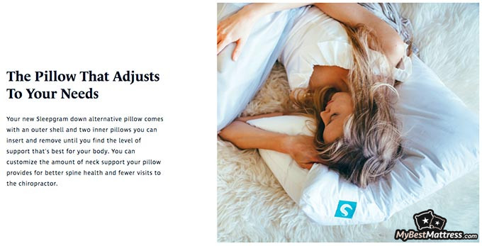 Sleepgram pillow reviews: an adjustable pillow.