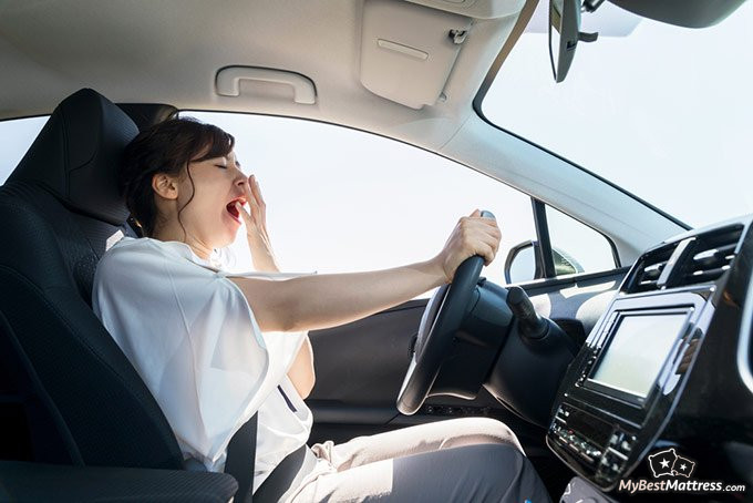 Can you die from lack of sleep: tired woman driving a car. Can you die from lack of sleep: tired woman driving a car.