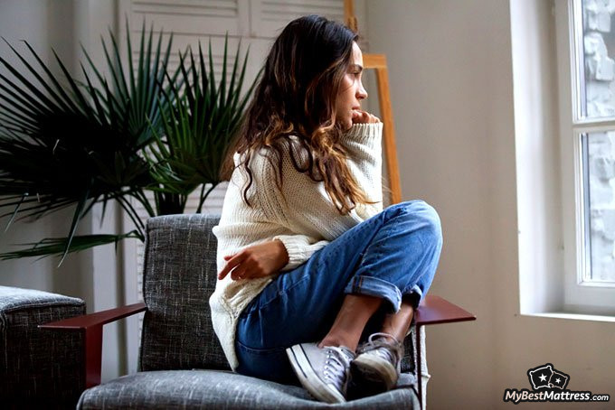 Sleep Anxiety: worried woman